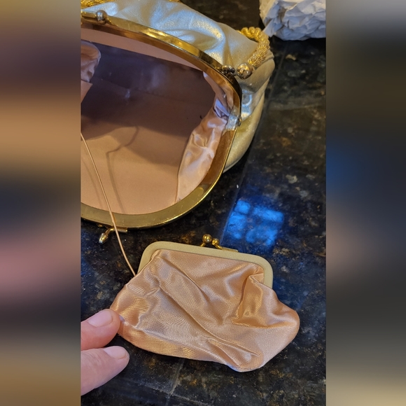 Vintage Harry Levine Mini Evening Handbag Gold w/ Amber - Picture 7 of 10